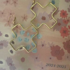 Gold Geometric Cross Earrings